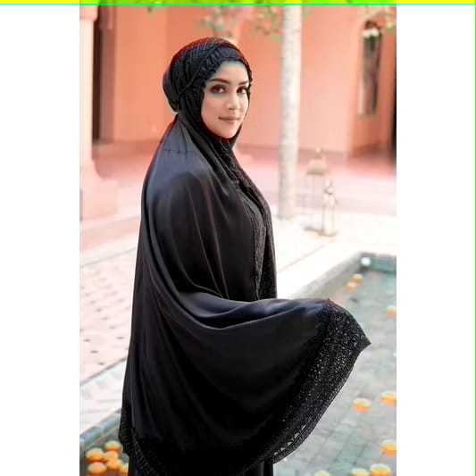 Buttonscarves Signature Lace Prayer Robe Black