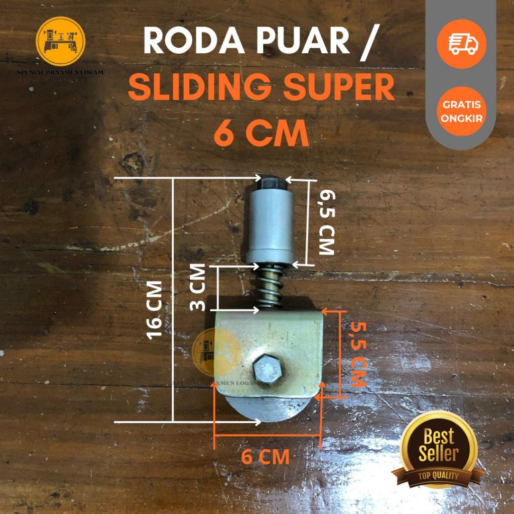 Roda Sliding Super Ukuran 6 Cm / Pintu Garasi Carport / Anti Anjlog / roda putar