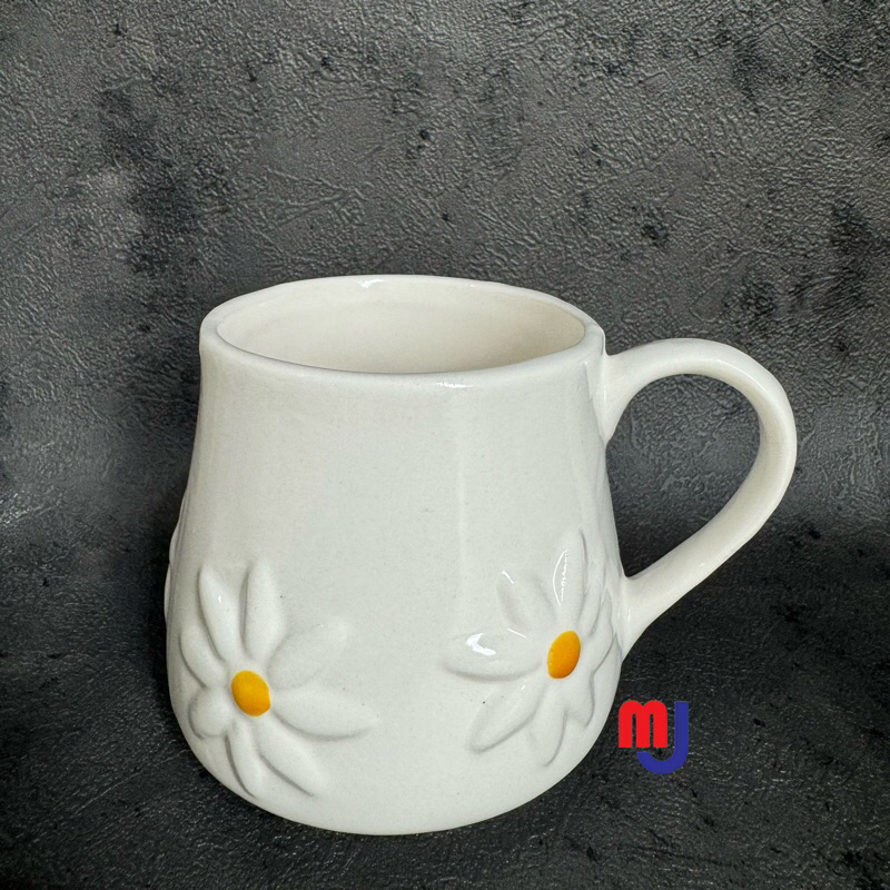 MUG SUNFLOWER WHITELINE / Mug Keramik lucu / Mug bunga estetik