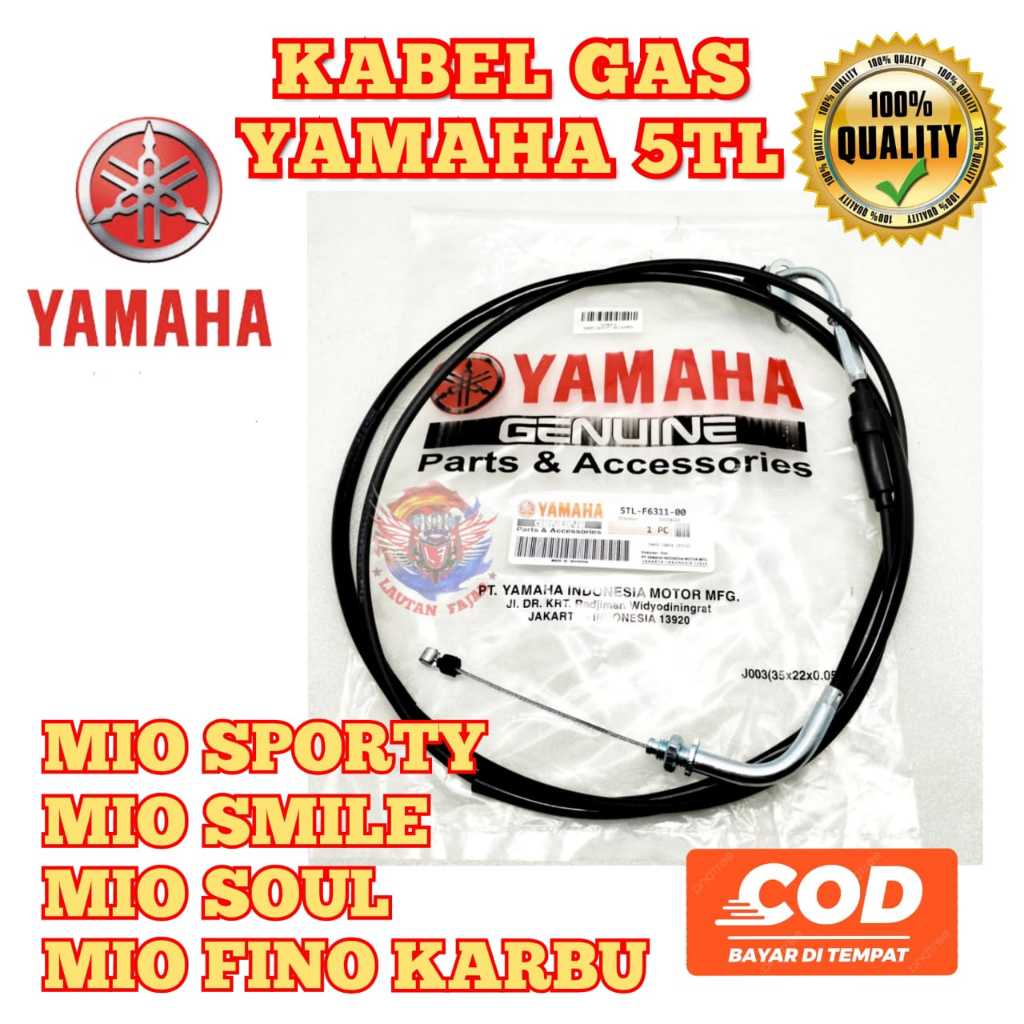 KABEL GAS YAMAHA 5TL MIO ASLI ORIGINAL YAMAHA YGP MIO SMILE MIO KARBU MIO SPORTY FINO KARBU