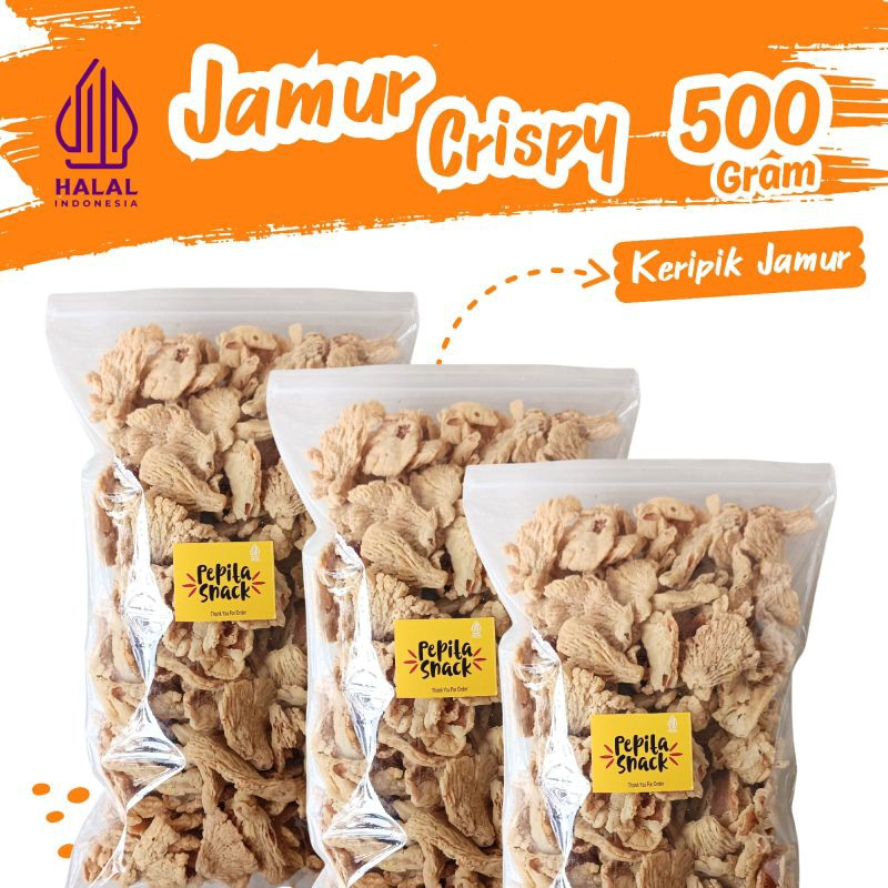 

Keripik Jamur Tiram Crispy Garing Renyah 500gram