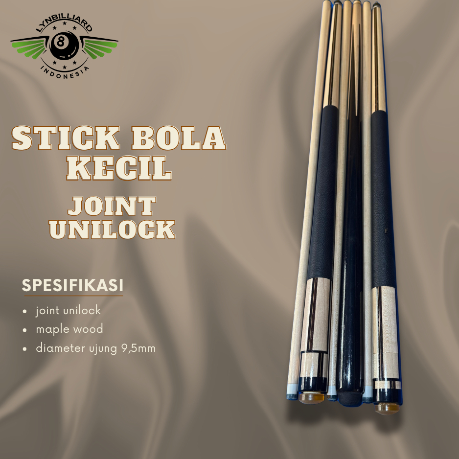 STICK BILLIARD JOINT UNILOCK STICK UNTUK BOLA KECIL TIP 9,5MM