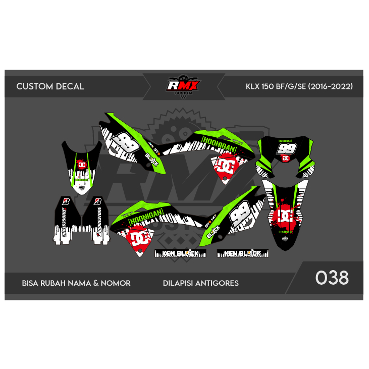 DECAL STICKER KLX BF (038) DEKAL STIKER KLX 150 G/SE/EXTREME/NEW FULLBODY 2016 2017 2018 2019 2020 2