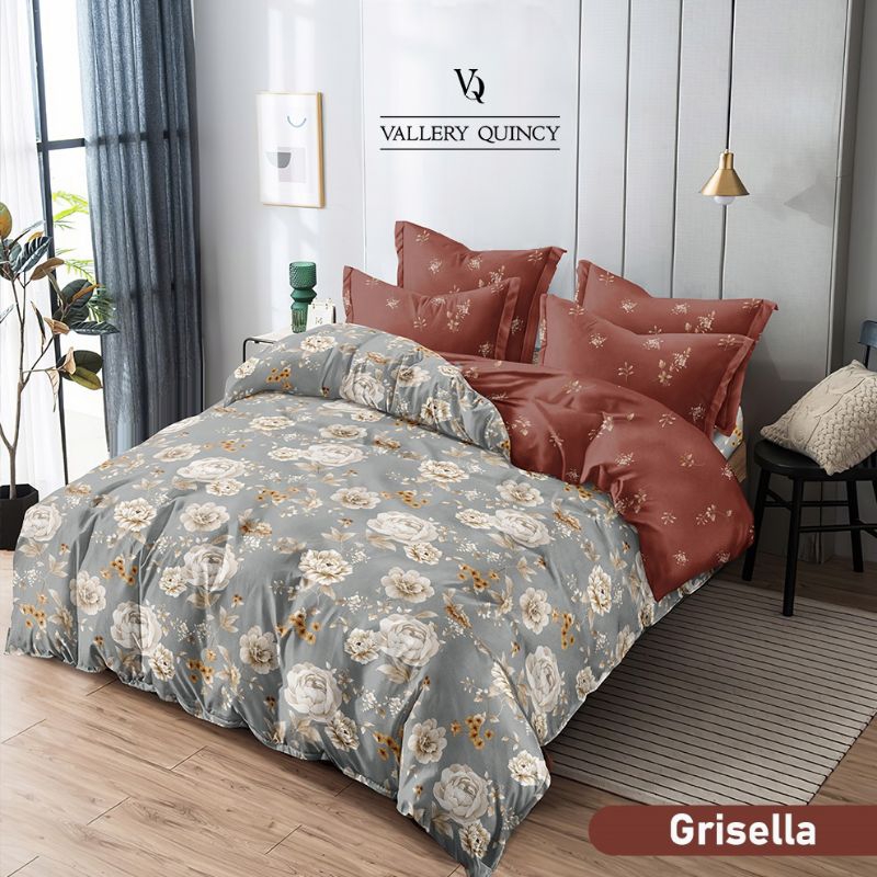 1 Set Bed Cover Flat// Slip//Vallery Quincy King Size Ukuran 180×200 T 30 Cm Bed Cover Motip Vallery