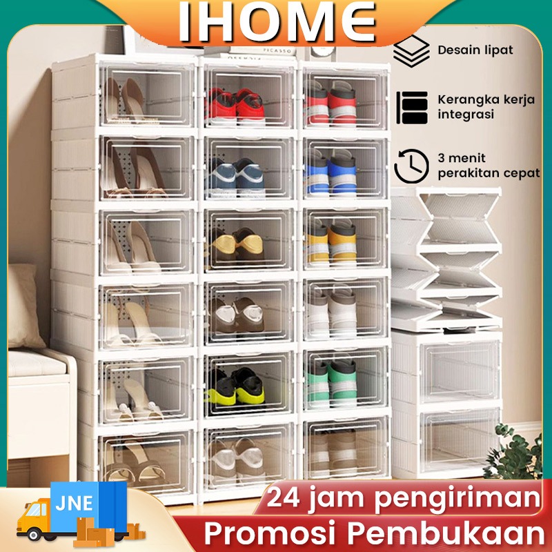 Kotak Sepatu Lipat, Kotak Sepatu Transparan / Plastik, Rak Sepatu Portable