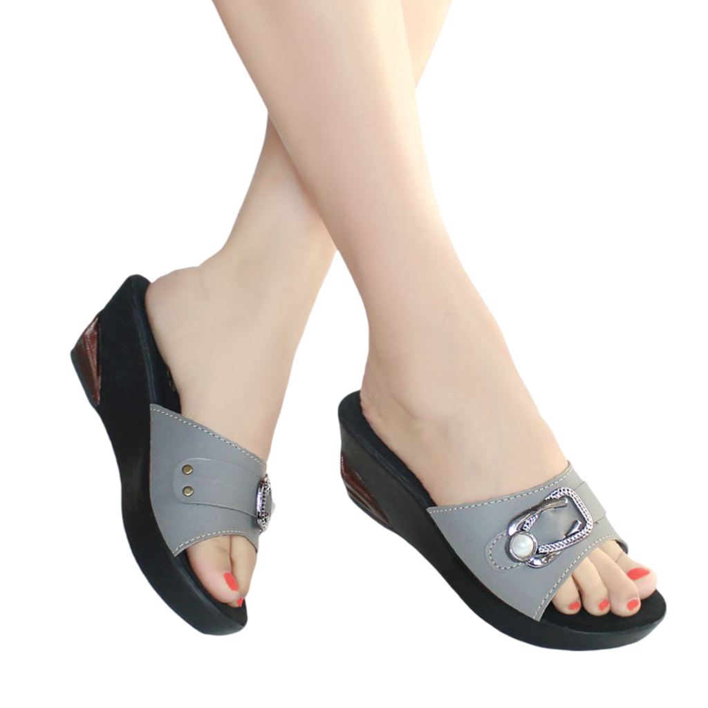 Gratis Ongkir Sandal Wedges Slop Wanita Ibu-Ibu Kondangan Kekinian Rindi Wg2