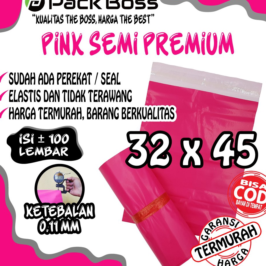 

KODE PRODUK VRPPI6172 32x45 PINK SEMI PREMIUM POLYMAILER PACKAGING ONLINE ADA PEREKAT