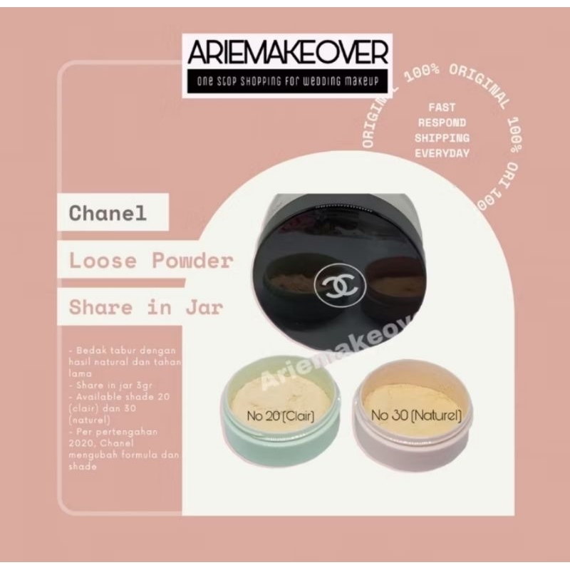 CHANEL LOOSE POWDER SHARE IN JAR 3gr (NO PUFF) HANYA JUAL BARANG ORI