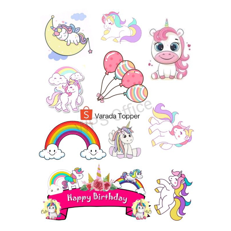 TOPPER Unicorn Custom Nama/ Hiasan Cake UNICORN