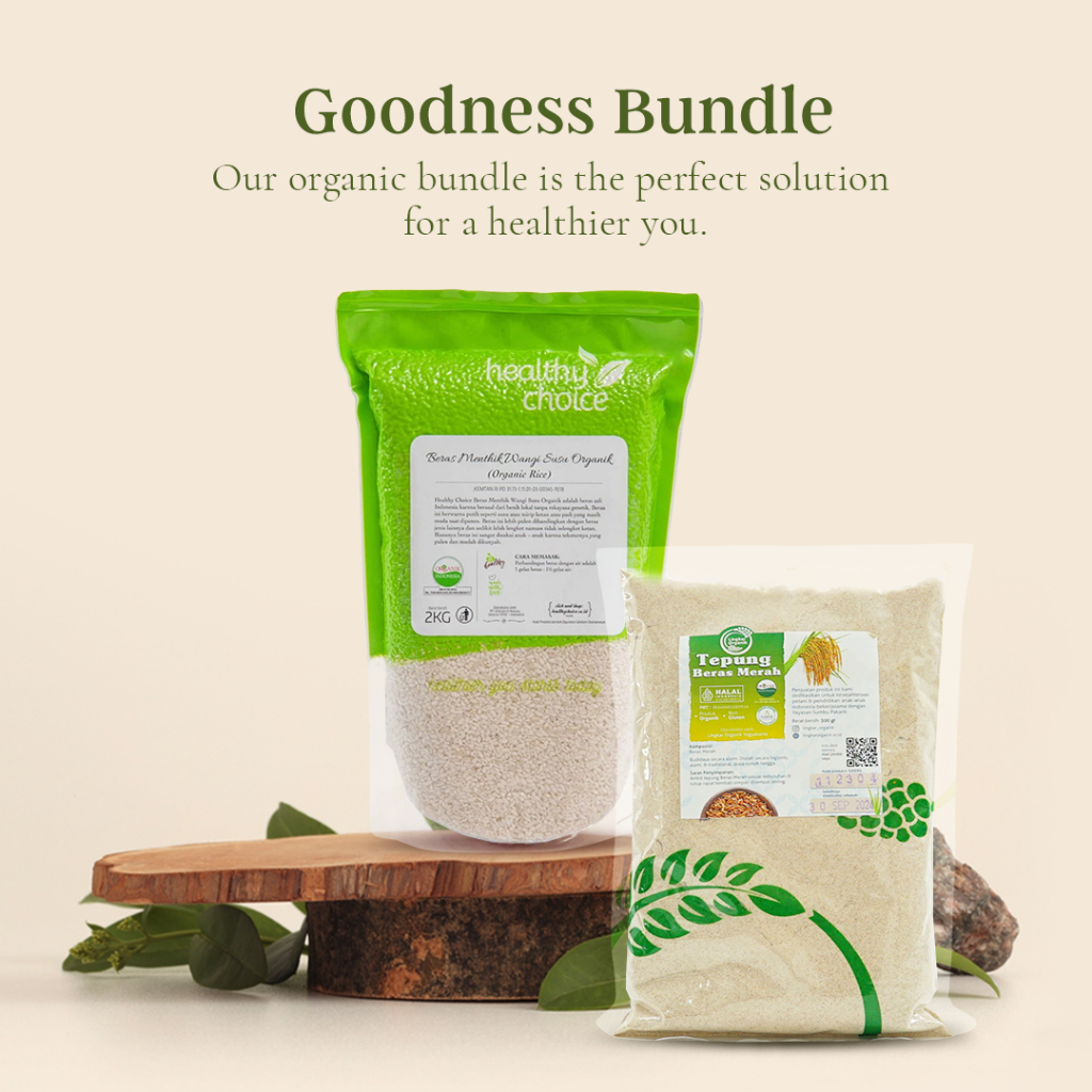 

Bundling Healthy Choice Beras Menthik Wangi Susu Organik 2 kg & LO TEPUNG BERAS MERAH ORGANIK 500 GR
