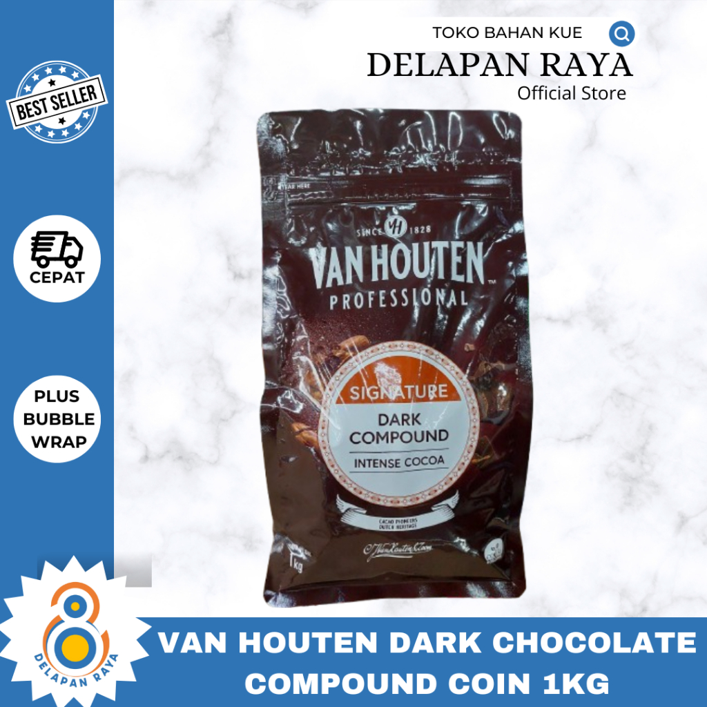 

VAN HOUTEN COMPOUND DARK CHOCOLATE COINS 1KG / COKLAT COMPOUND KOIN RASA DARK COKLAT -8Raya
