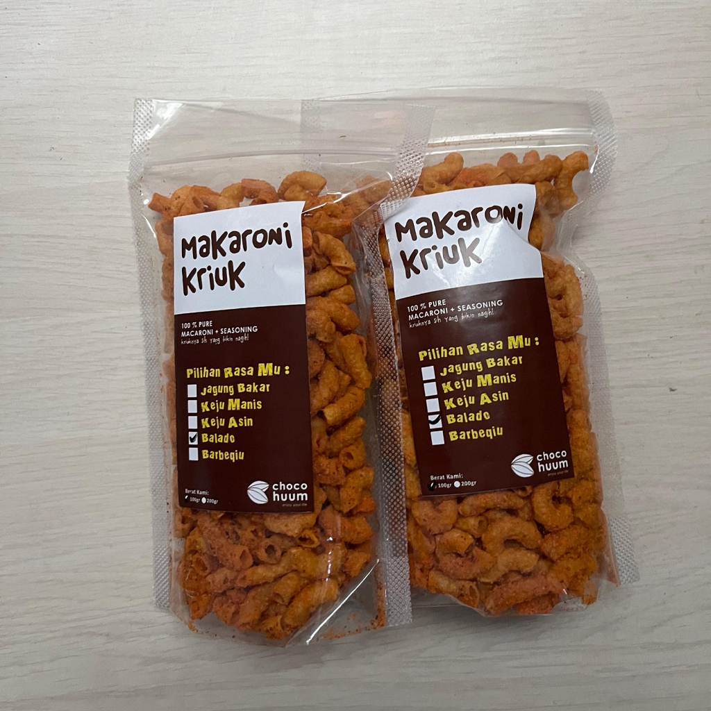 

2PCS Macaroni Kriuk Rendah Minyak Makaroni Goreng Keju Manis Pedas Kemasan Reguler 100gr