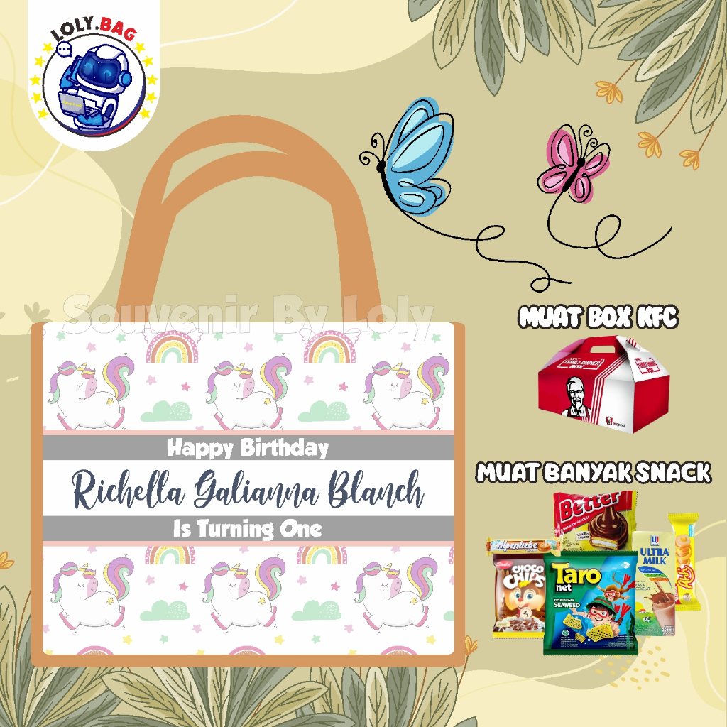 

Tas Ultah / Tas Ulang Tahun Murah/Goodie bag murah/souvenir ultah/Tas tema UNICORN