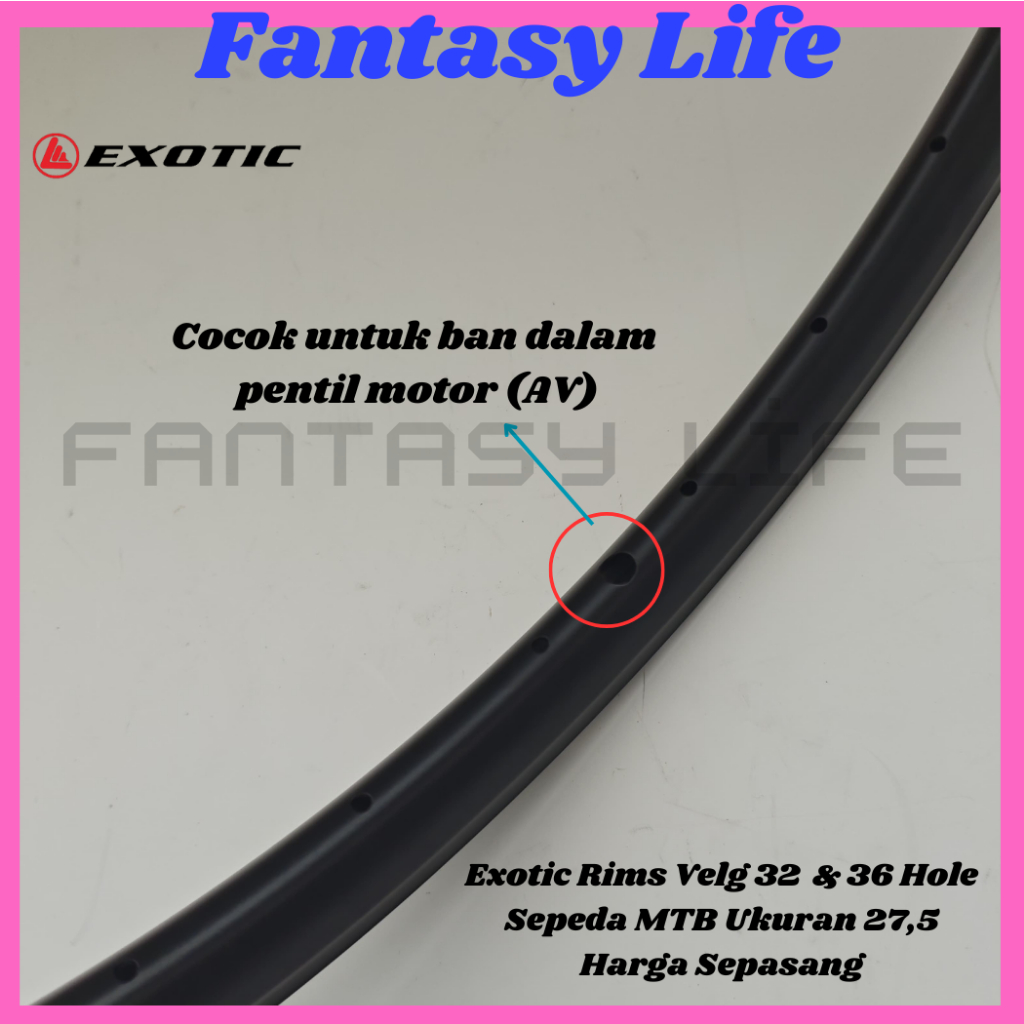 Fantasy 2pcs Rims velg ukuran 27.5 Exotic 32 dan 36 hole pelek double wall bahan alloy sepeda MTB