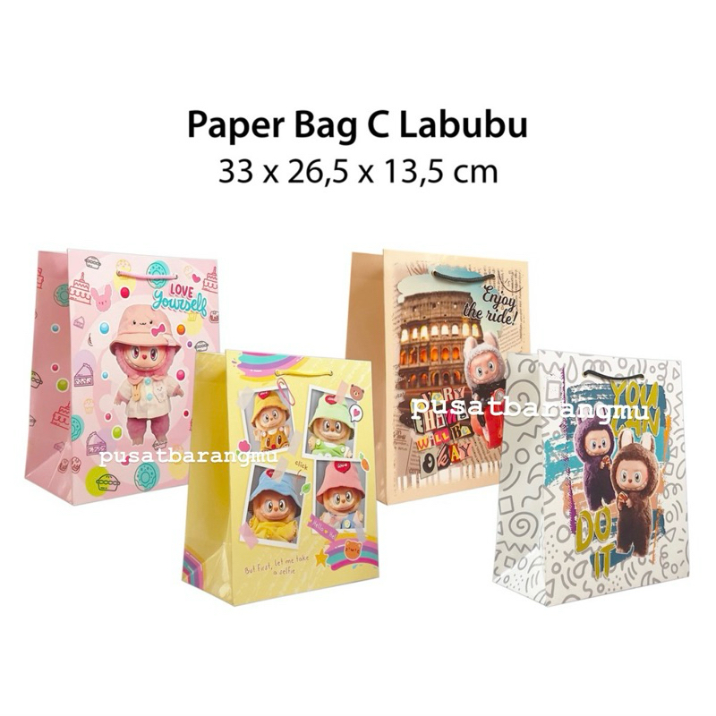 

[ISI 10] Paper Bag Labubu (26.5x13.5x33cm) Souvenie Goodie Bag Hampers
