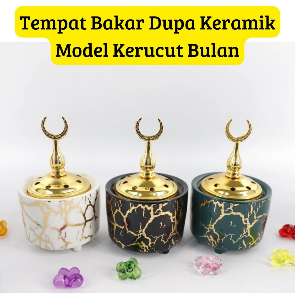 Tempat Bakar Dupa Mabkharah Keramik Kerucut Bulan Arab - Harga/pc