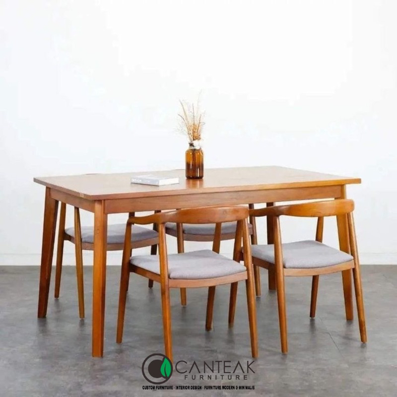 Set meja makan 4kursi-Set meja makan kursi jok-Set meja makan minimalis