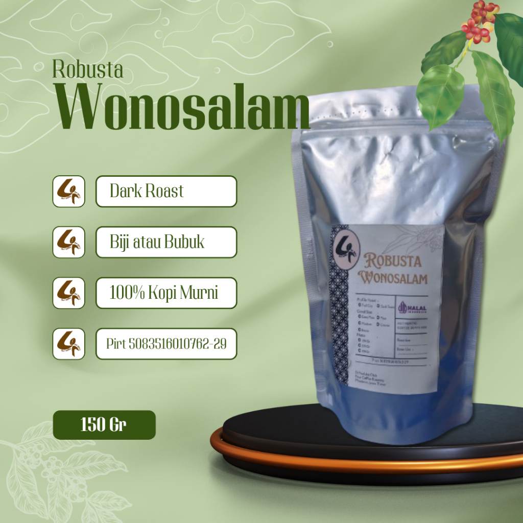 

Kopi Robusta Wonosalam Kopi Bubuk dan Biji Sangrai Dark Roast