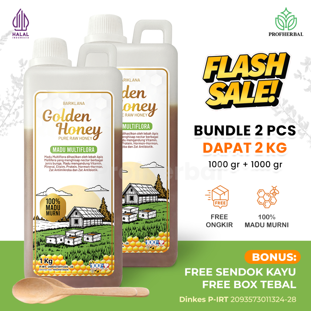 

2 PCS MADU ASLI MULTIFLORA - GOLDEN HONEY BARIKLANA 100% MURNI ORIGINAL - PURE RAW HONEY (2 KG)