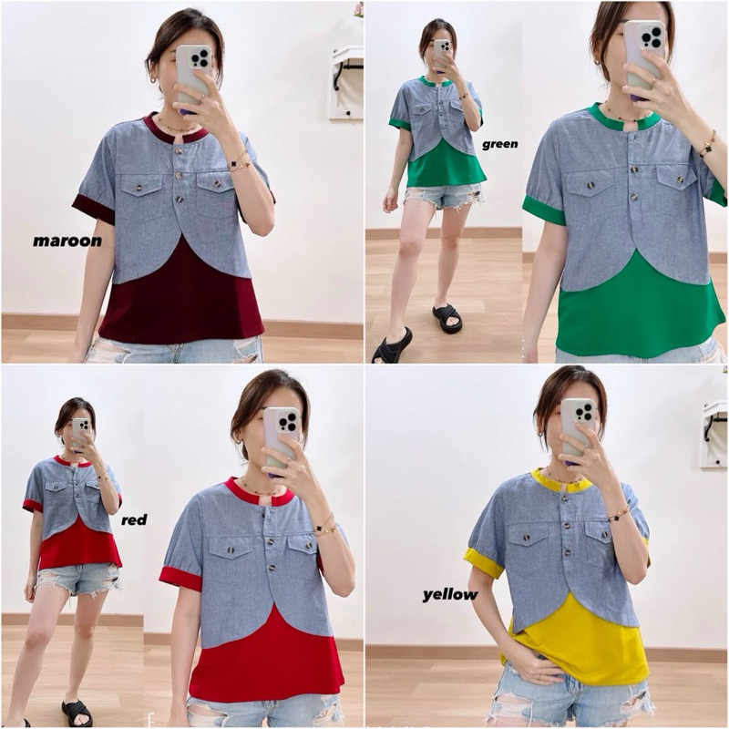 Foria 71168 top - atasan kaos wanita casual korea merah hijau natal