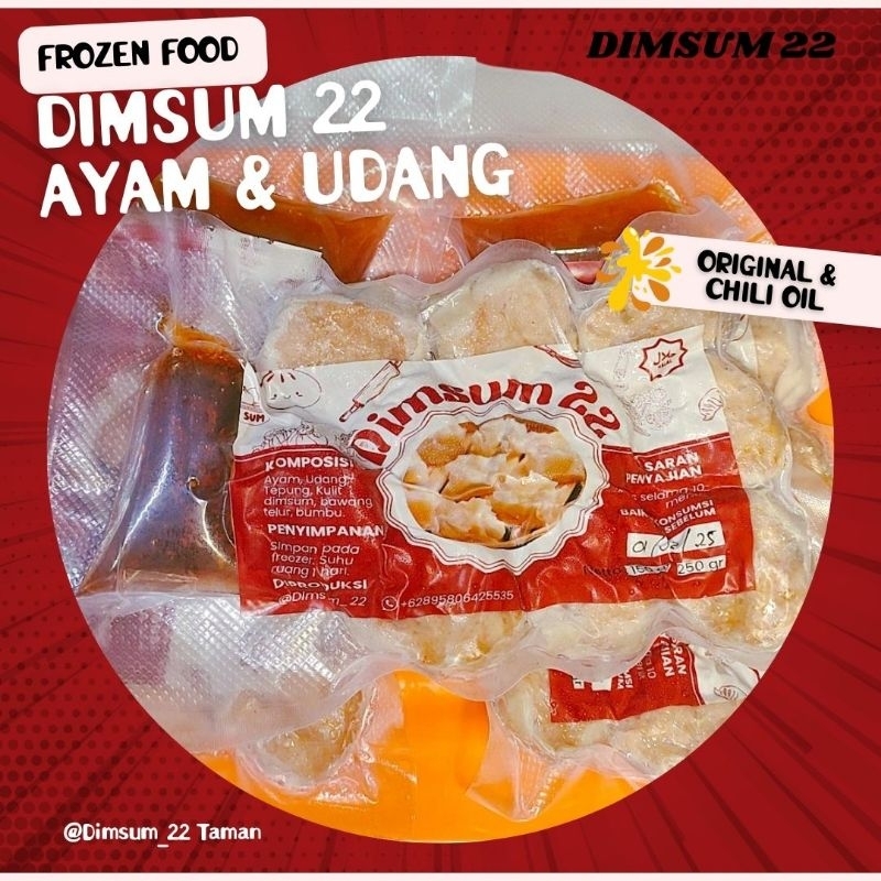 

Dimsum 22 ayam udang (isi 6 pcs) CHILI OIL