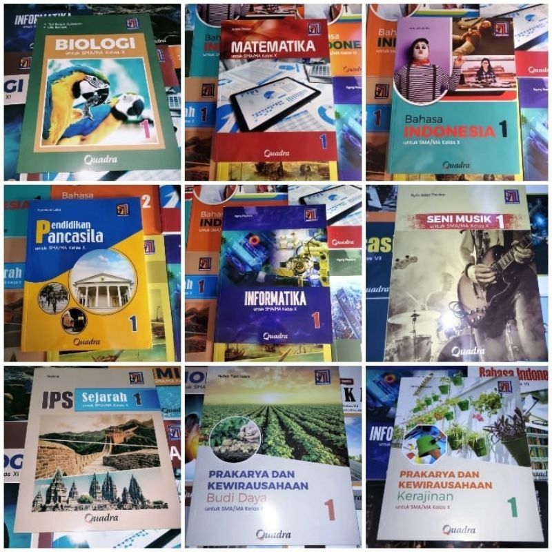 Buku Quadra SMA Kelas 10 Kurikulum Merdeka (Matematika, Bhs. Indonesia, Best, IPA, IPS, Sejarah, Aga