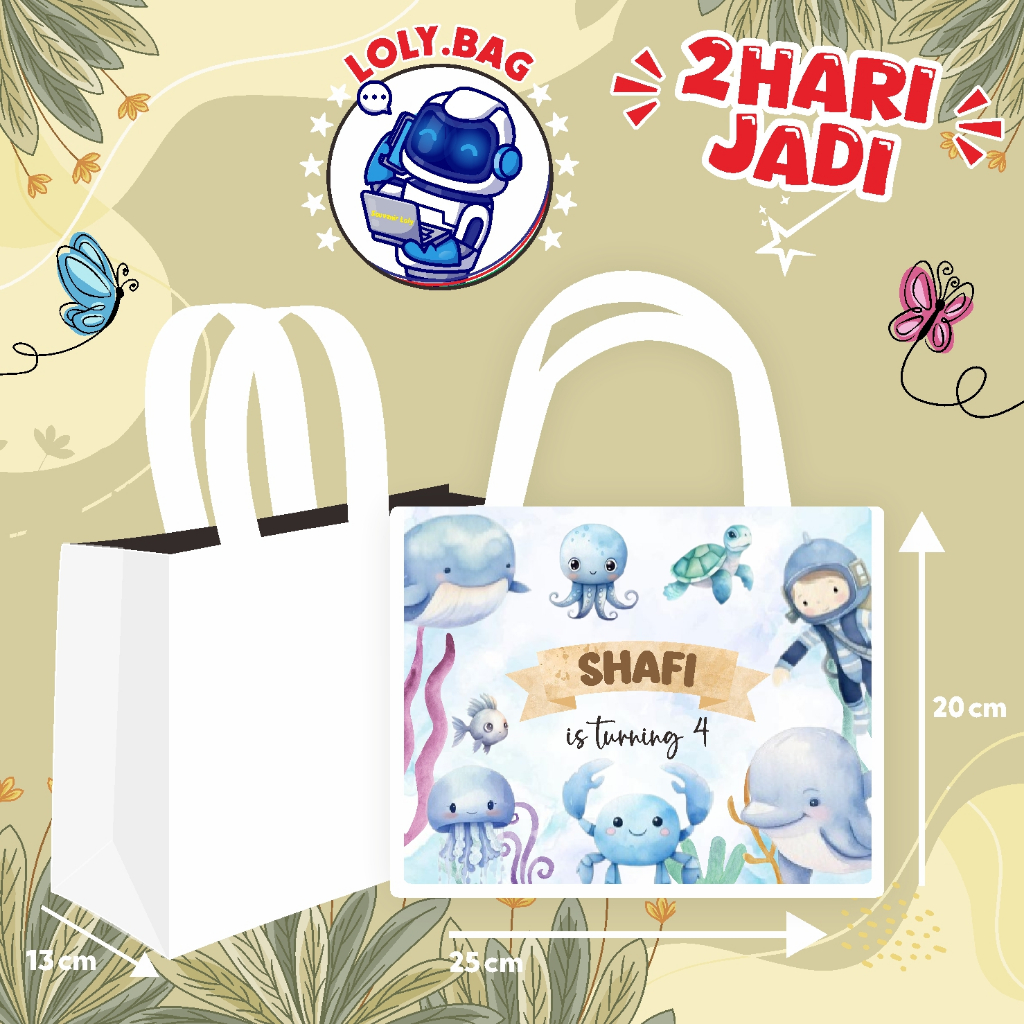 

Tas Ultah / Tas Ulang Tahun Murah/Goodie bag murah/souvenir ultah/Tas tema UNDER SEA/ Hewan Bawah Laut