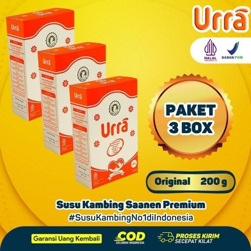 

3 BOX SUSU URRA ORIGINAL 100% - SUSU KAMBING SAANEN UNTUK MEMBANTU PERTUMBUHAN ANAK - SUSU KAMBING ANAK UNTUK MENAMBAH BERAT