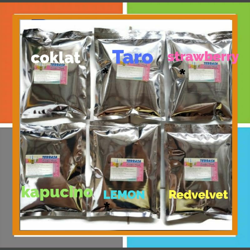 

BUBUK MINUMAN RASA ISI 6 RASA PER RASA @200 GR/ Paket bubuk minumsn es buah segar isi 6 rasa @ 200 gr