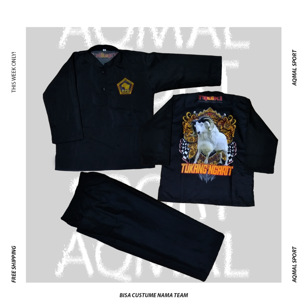 Setelan Baju Pangsi Anak Usia 1-8 Tahun, Motif Printing Domba Adu "Tukang Ngarit"