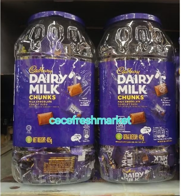 

Jual coklat cadbury daily milk chunks coklat susu toples 405 gr