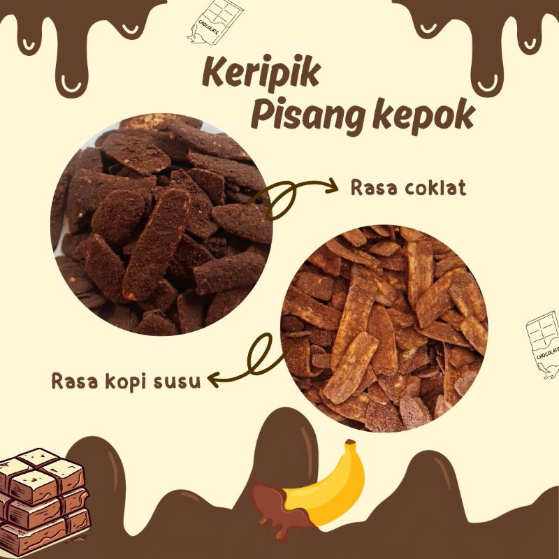 

TERMURAH!! keripik pisang kepok coklat & aneka rasa khas Lampung kemasan minimalis