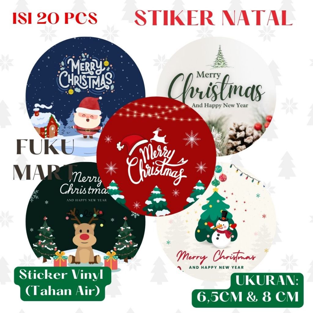 

[20pcs] Sticker Natal Christmas Stiker Toples Natal Bulat Stiker Kemasan Xmas Merry Christmas