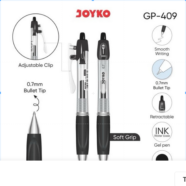 

( 1 PACK ) Gel Pen GP-409 Pulpen Pena Joyko 0.7 mm 1 PACK ISI 12 BIJI