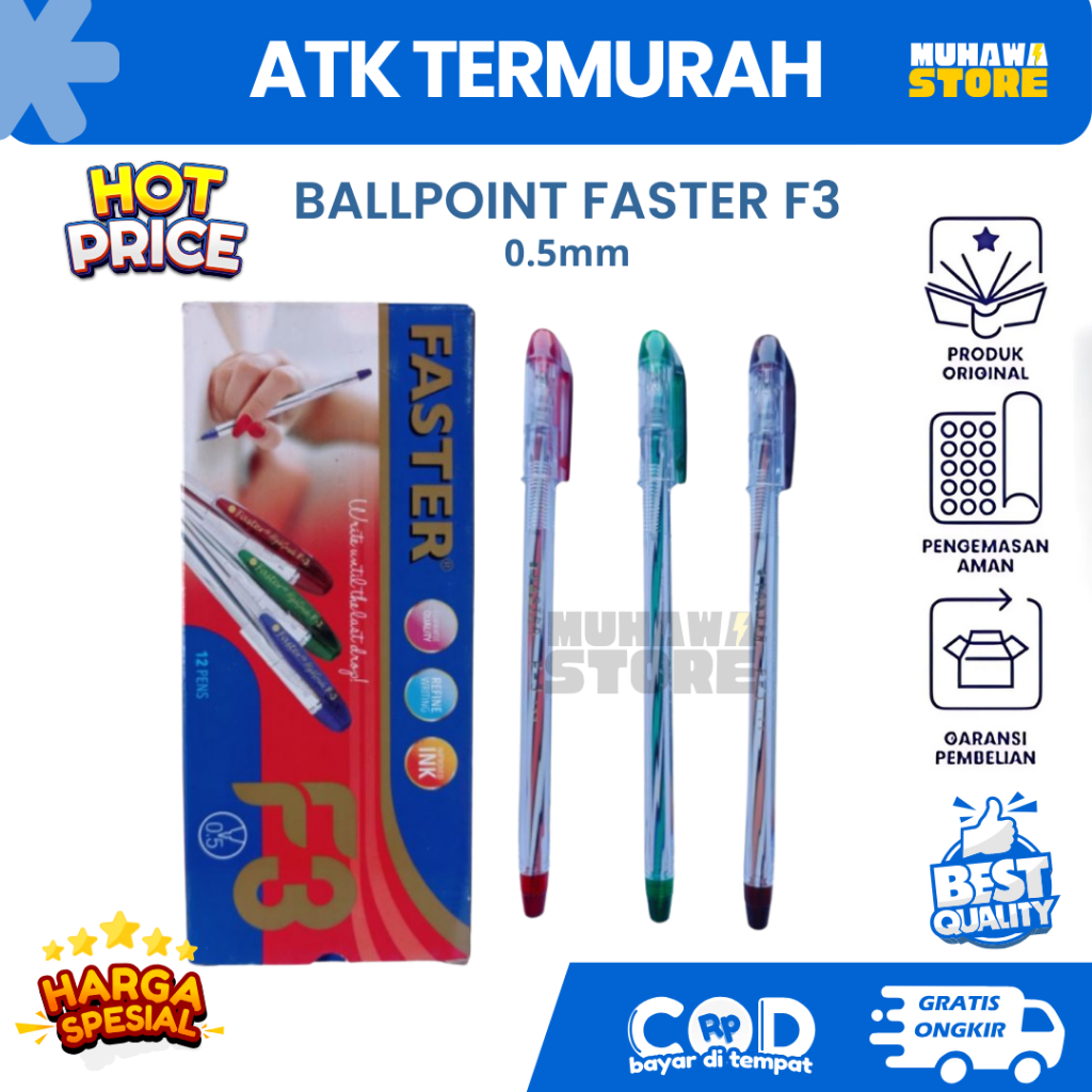 

BALLPOINT FASTER F3 0.05mm/ Atk Termurah Faster F3 0.5mm ECERAN
