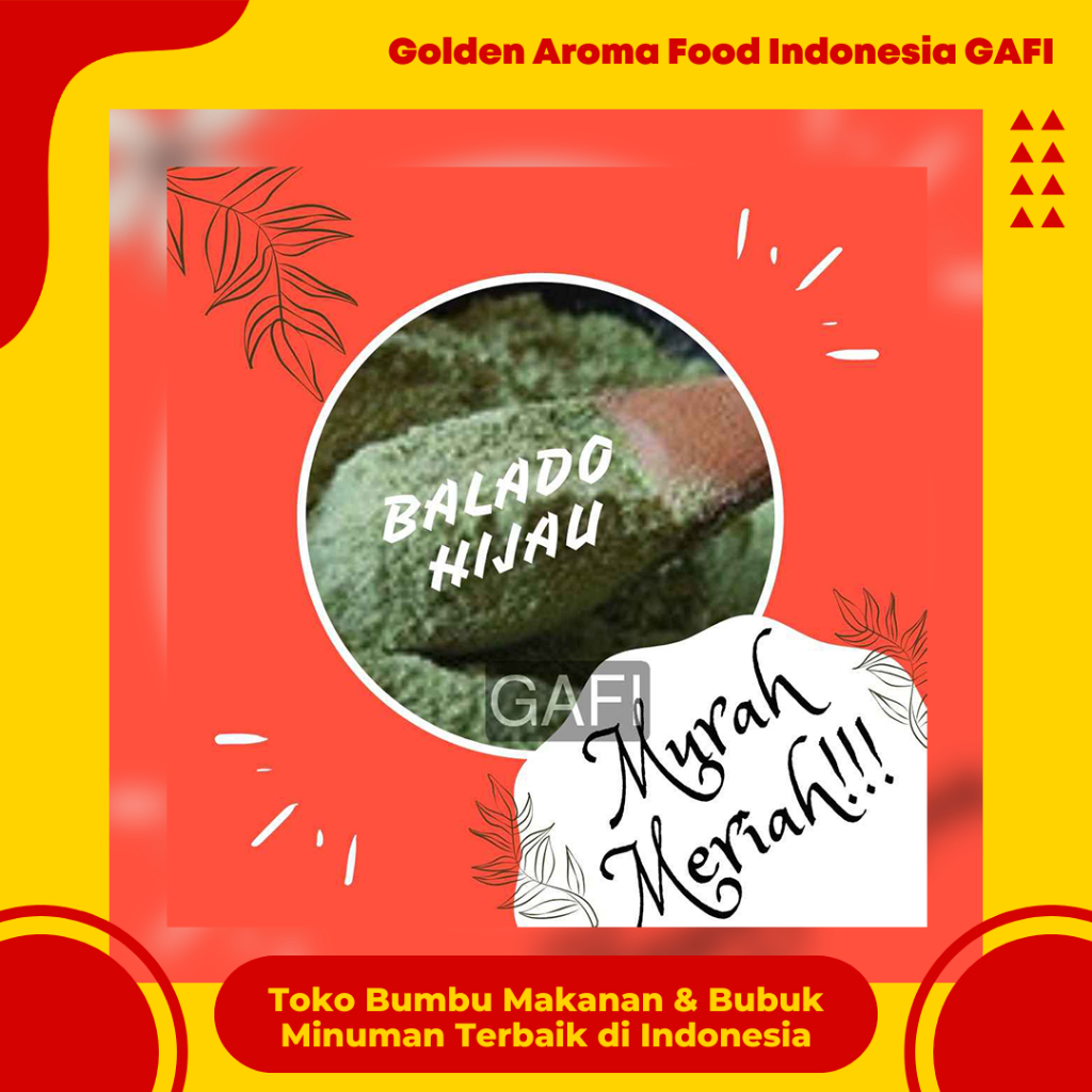 

GAFI Food Bumbu Tabur Rasa Balado Hijau 1 Kg Lezat Gurih Enak Halal, Green Balado Flavor Seasoning Powder 1Kg