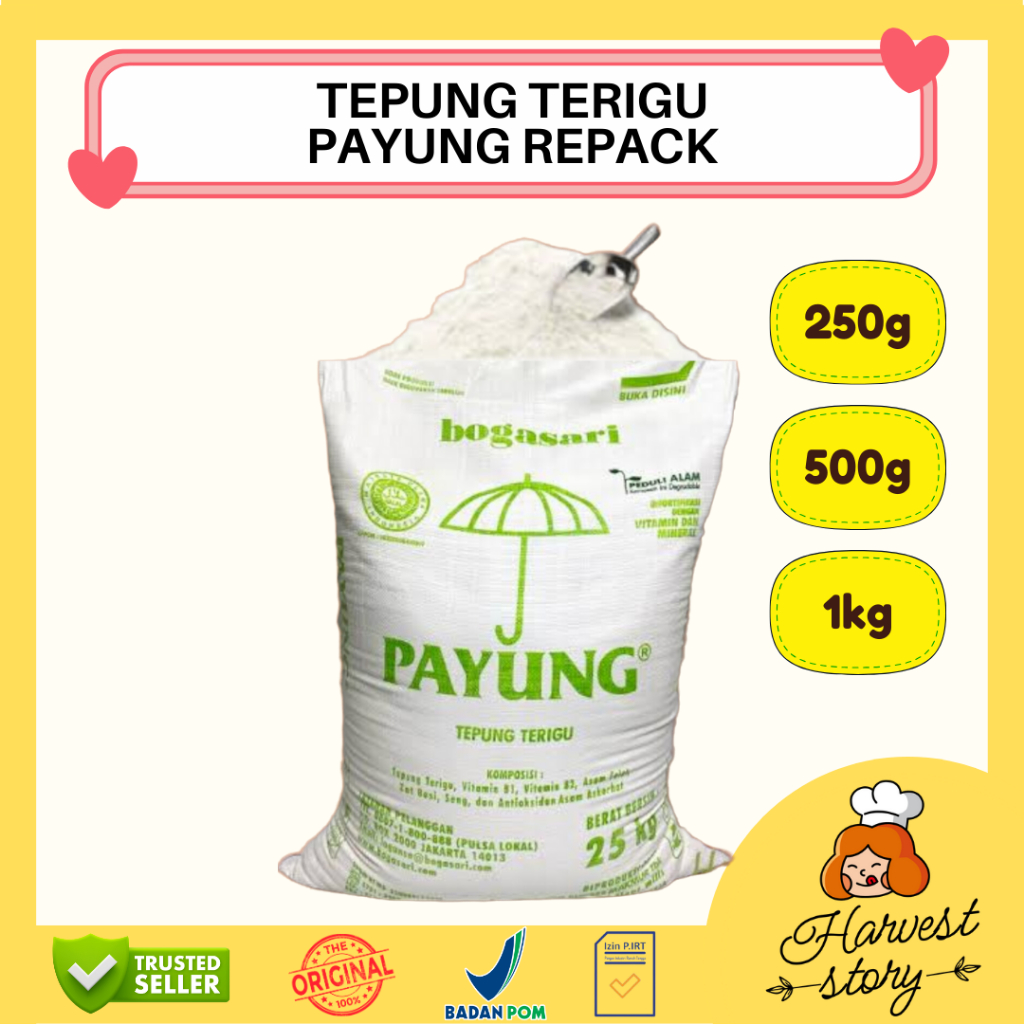 

TEPUNG PAYUNG REPACK 250G / 500G / 1KG / TEPUNG TERIGU PAYUNG KILOAN