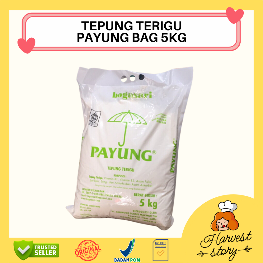 

TEPUNG PAYUNG BAG 5KG / TEPUNG TERIGU 5KG / TEPUNG TERIGU PAYUNG ZAK 5KG