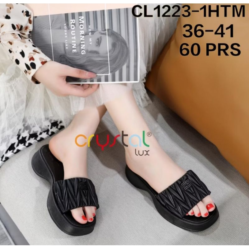 SANDAL WANITA KARET JELLY SLOP WEDGES/SANDAL WANITA WEDGES/SANDAL WEDGES WANITA FLIP HAK TINGGI