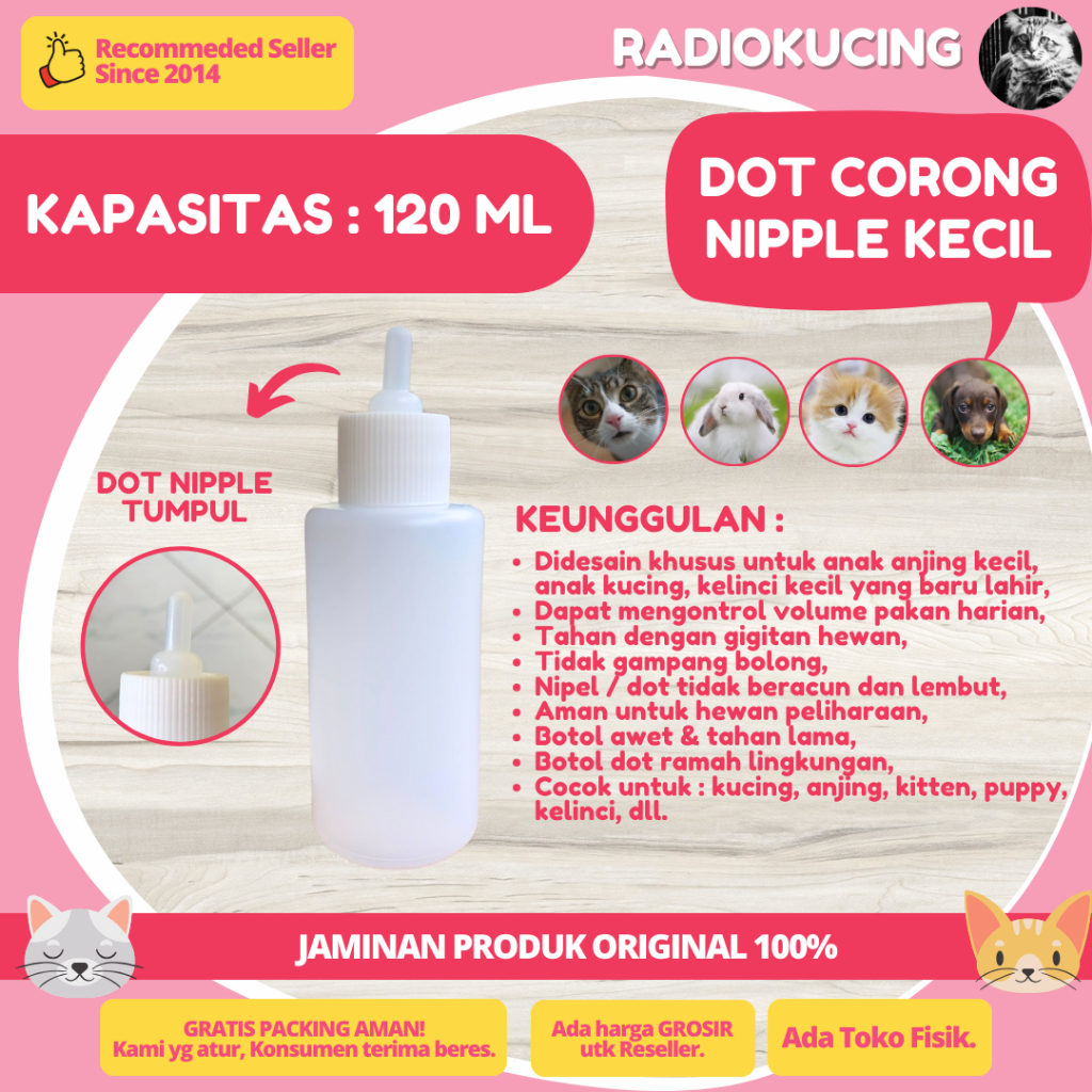 Dot Corong Nipple Kecil - Bayi Kucing Anjing Kelinci Hewan Baru Lahir [ JUWIES RADIO KUCING ]