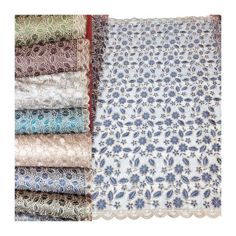 Kain tile bordir spangle.bahan tile 3d.brukat murah.kebaya 3d mutiara.per setengah meter