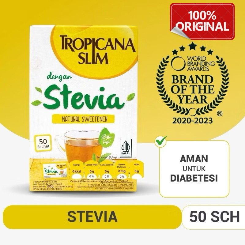 

Tropicana Slim Sweetener Stevia 50 Sachet - Pemanis Alami untuk Batasi Gula