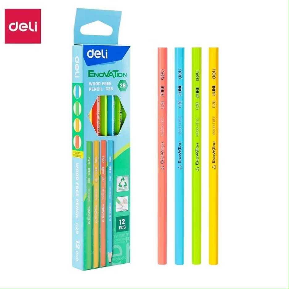 

DELI - EC28 Pensil 2B Isi 12 Ramah Lingkungan Bahan Daur Ulang / Wood Free Pencil