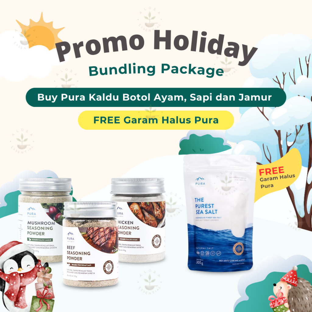 

Paket Bundling Beli 3 PURA Kaldu Ayam Sapi Jamur Gratis 1 Pcs Garam Halus Pura