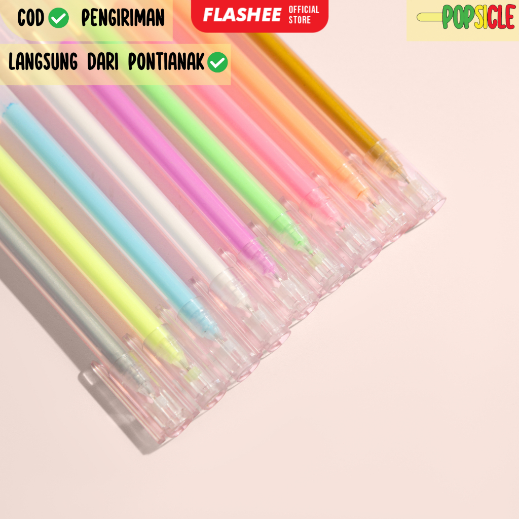 

Pen Gel Flashee Warna Color Gel Pen Gel Warna Warni Gel Pen 0,5 mm Needle Tip Pulpen Gel Warna