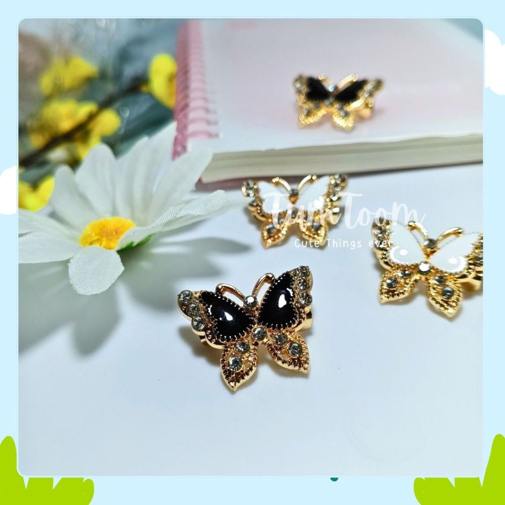 Bros Kupu Hitam Putih gold pin baju hijab import korea