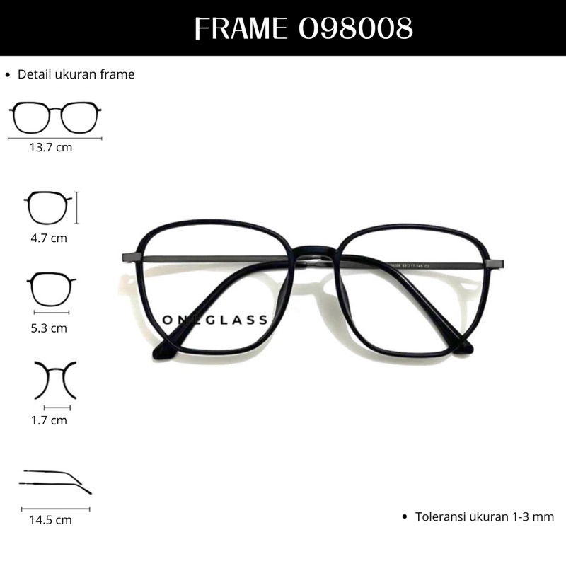𝗢𝗻𝗲𝗴𝗹𝗮𝘀𝘀 - Frame Kacamata O98008 Unisex