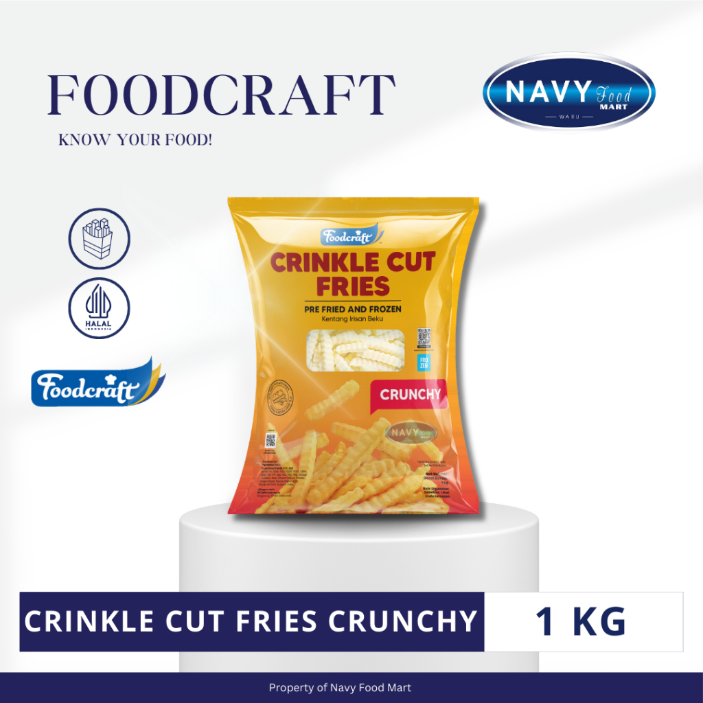 FOODCRAFT CRINKLE CUT CRUNCHY 1 KG / KENTANG FROZEN CRINKLE CUT 1 KG