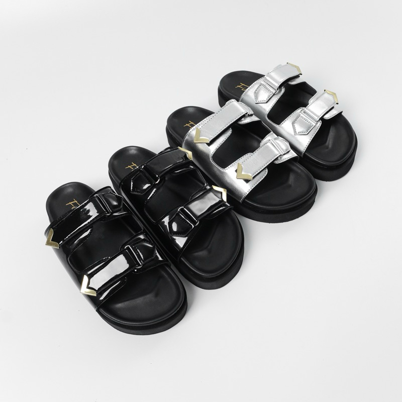 Fichy - Jean Sandal / Sandal Wanita / Sandal Platfrom / Sandal Wanita Studs / Slip On Sandal