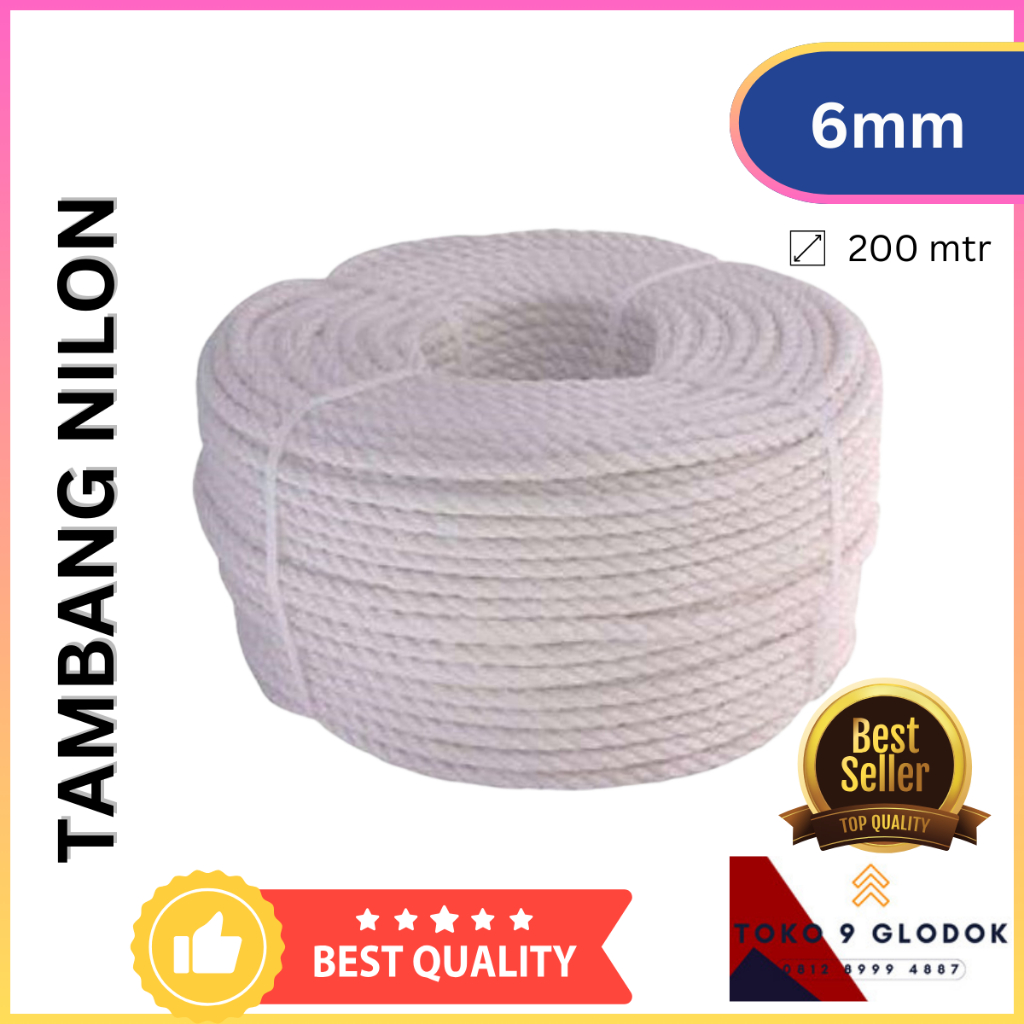 Tambang Nilon 6mm x 200mtr PP Multi Rope Tali Tambang Nylon Rope 6mm